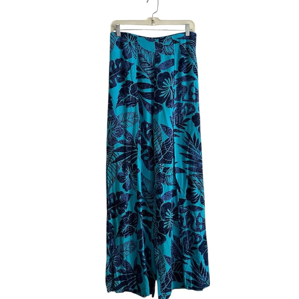 Serendipity Blue Floral Boho Wide Leg Palazzo Pants Size L